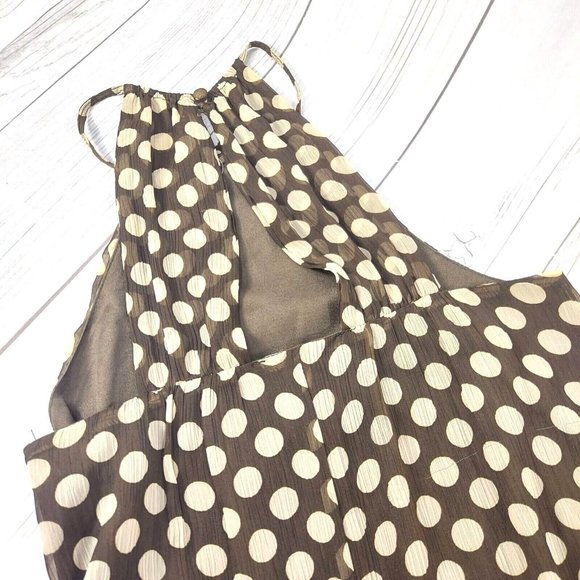 Women Summer Dress VERO MODA Halter Neck Sleeveless Mini Polka Dots Brown/White - Picture 12 of 12